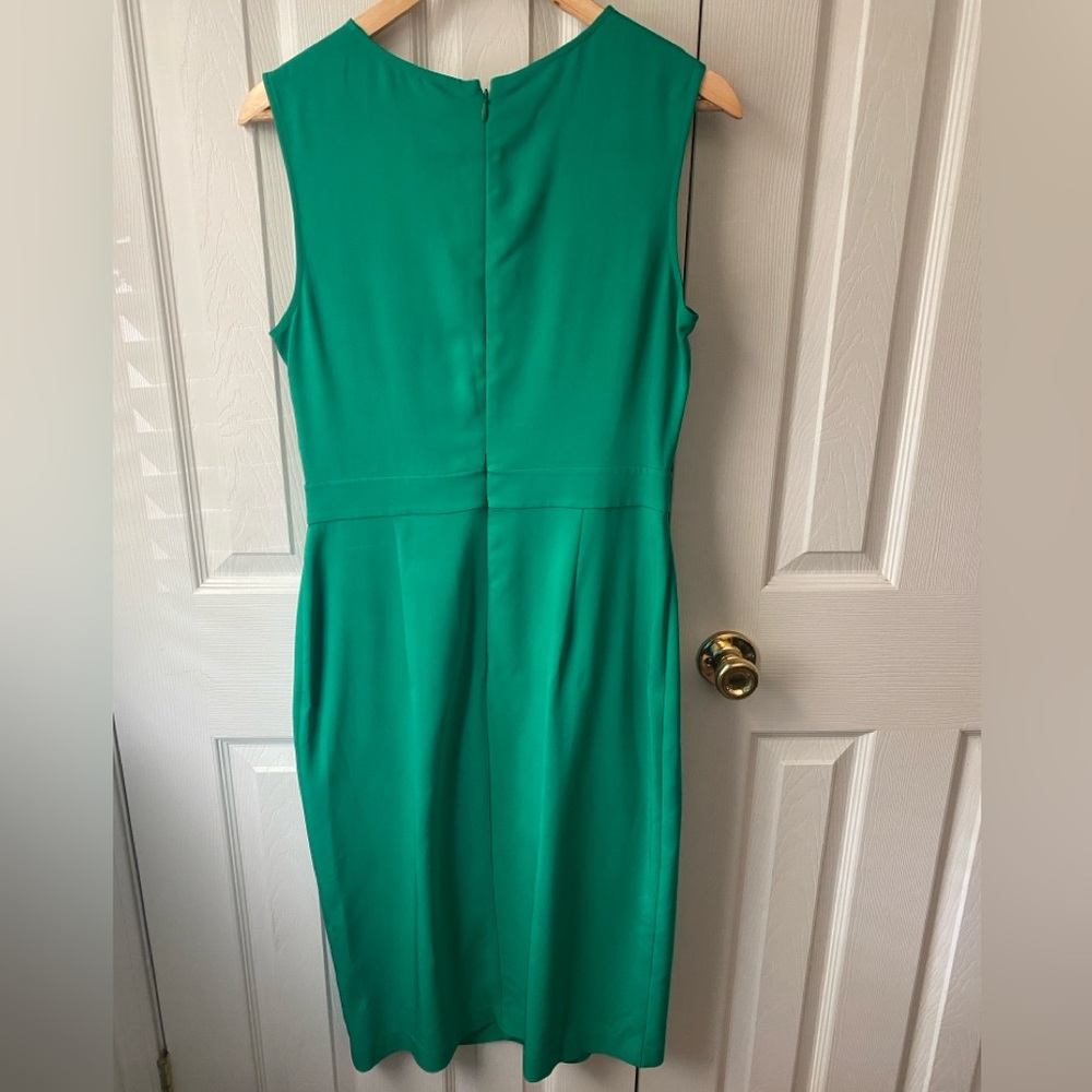 REISS Layla Green Crepe Bodycon Sleeveless Round Neck Midi Dress SZ 8P - Picture 4 of 11